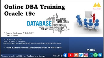 19c Oracle DBA Training || 17-Feb-2022 New Batch || Online Oracle DBA Training