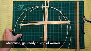 The making of a Rattan Bottle Holder (July):  Step 1 - Securing the Cross