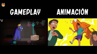 Rainbow Friends Animacion Vs Gameplay. Animación De Dibujos Animados.