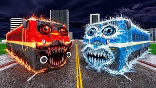 Fire Train vs  Water Tsunami Train in Indian Bikes Driving 3d screenshot 3