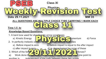 PSEB 29/11/21 | Class 11 | Physics | Revision Test | Term 1 | Scholar Tutorial
