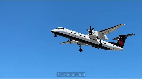 Air Canada Express De Havilland Canada Dash 8 400 Plane Landing at Toronto from North Bay. #aviation