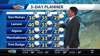 Cooler temperatures and cloudy skies return with snow and a wintry mix this weekend