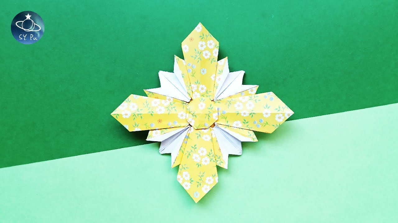 Cross Starlight Badge Origami tutorial║十字星光芒 徽章 摺紙 教學║クロス・スターライト・バッジ 折り紙