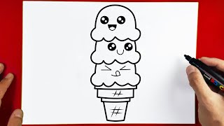 How To Draw A Cute Ice Cream Cone