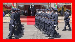 POLICE PASSING OUT CADETS MATCH PAST PRESIDENT UHURU KENYATTA AT KIGANJO COLLEGE