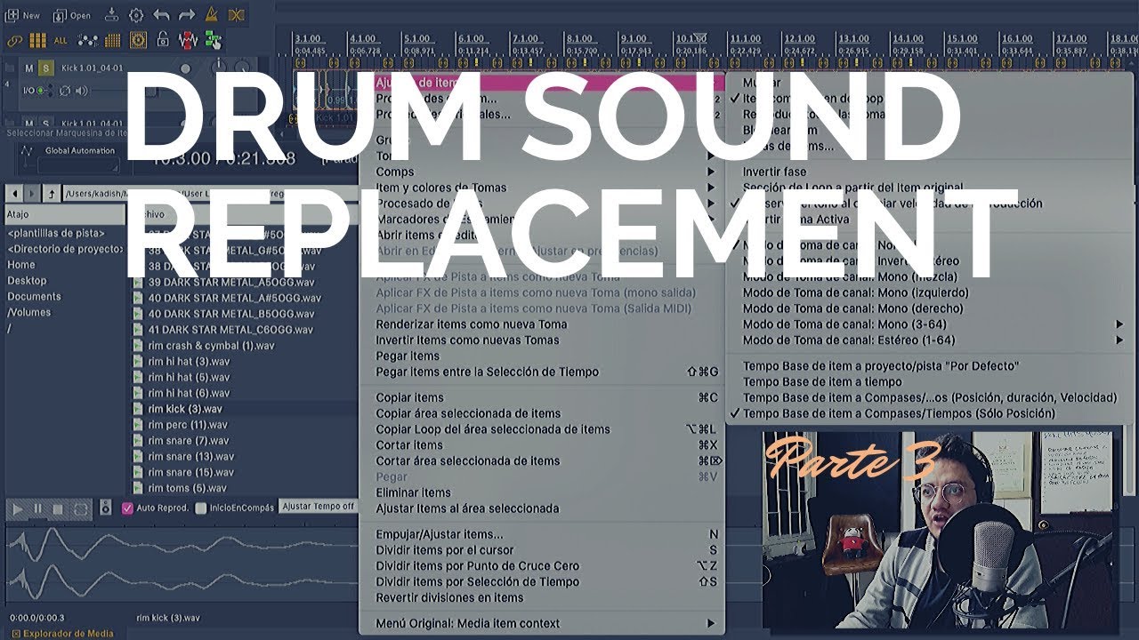 TUTORIAL REAPER EN ESPAÑOL EDITAR BATERIAS? Drum Sound
