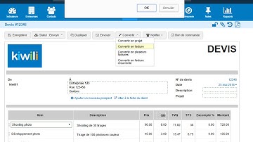 Convertir facilement un devis en facture avec Kiwili