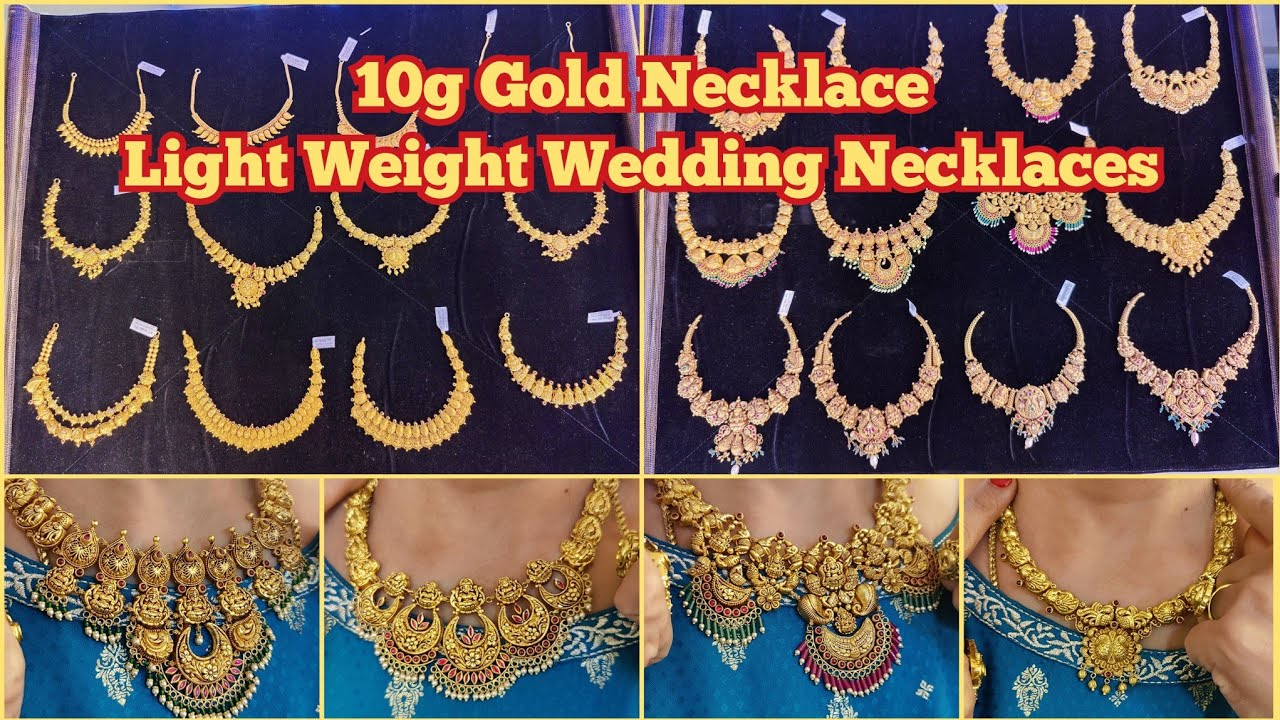 Light Weight Gold Temple Jewellery Necklace - South India Jewels