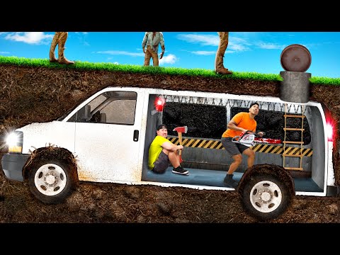 We Buried a CAR and Made an Underground Apocalypse Bunker!!