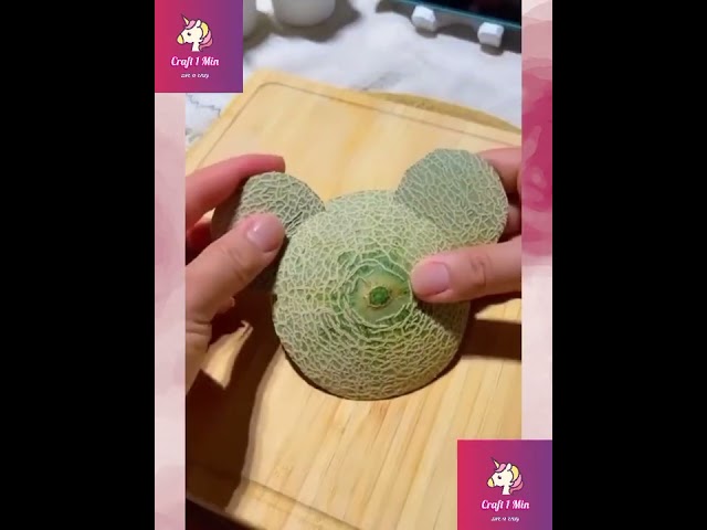 How to make cute Bear🐻🍈 from melon🍈🐻cake dessert melon bear class=