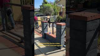 WATCH THE TRANSFORMATION 👇MODERN HORIZONTAL WOOD SLATS #fenceinstallation #handymaestro