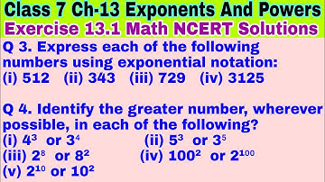 Class 7 Ex-13.1 Q 3 | Q 4 | Exponents and Powers | Chapter 13 | Exercise 13.1 | Math NCERT Solutions