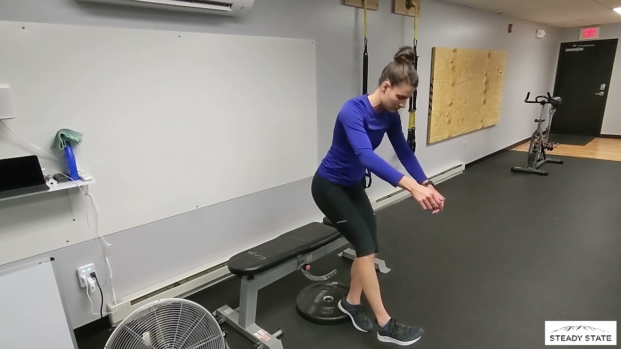 Heel Elevated Single Leg Eccentric Squat to Bench - YouTube