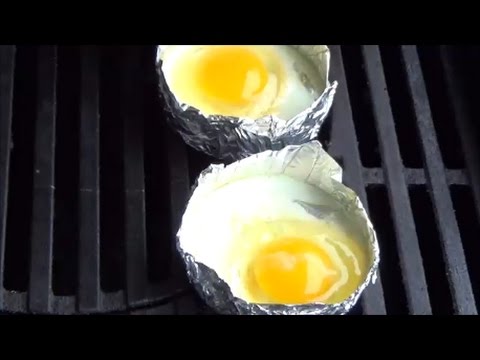 Fried eggs on the grill