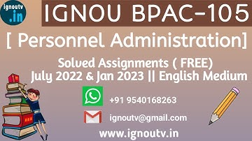 IGNOU BPAC-105 Solved Assignment July 2022 & Jan 2023  [FREE] || IGNOU BAPAH || IGNOU TV || IGNOU |