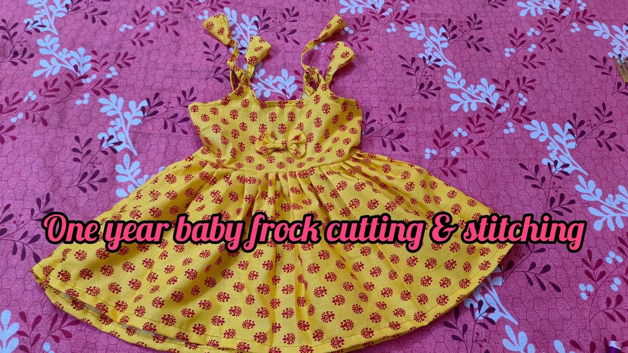 one year baby frock cutting and stitching/ very easy baby girl frock ...