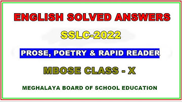 MBOSE Class-10 Solved English Question Paper-2022 || SSLC || MBOSE