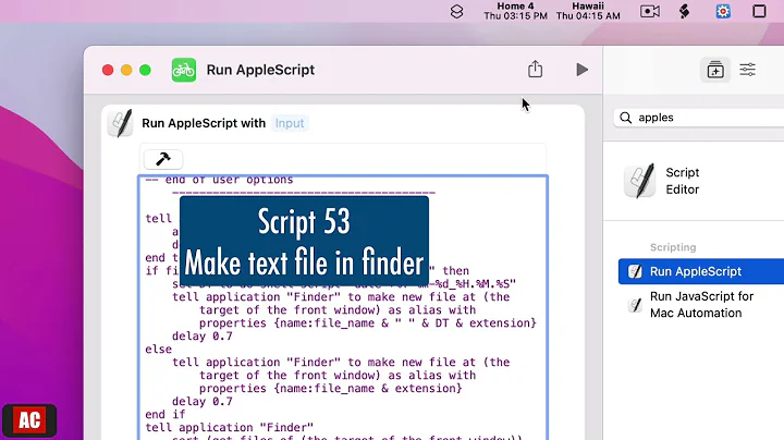 Shortcuts App - Run AppleScript on macOS Monterey