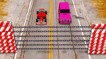 Cars vs Chain Wall – BeamNG.Drive