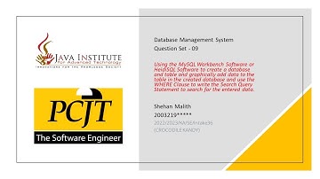 Database Management System | Question Set 09 | Java Institute | Shehan Malith
