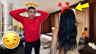 Walking Around In ONLY A Valentines Hat To See How My Boyfriend Reacts!