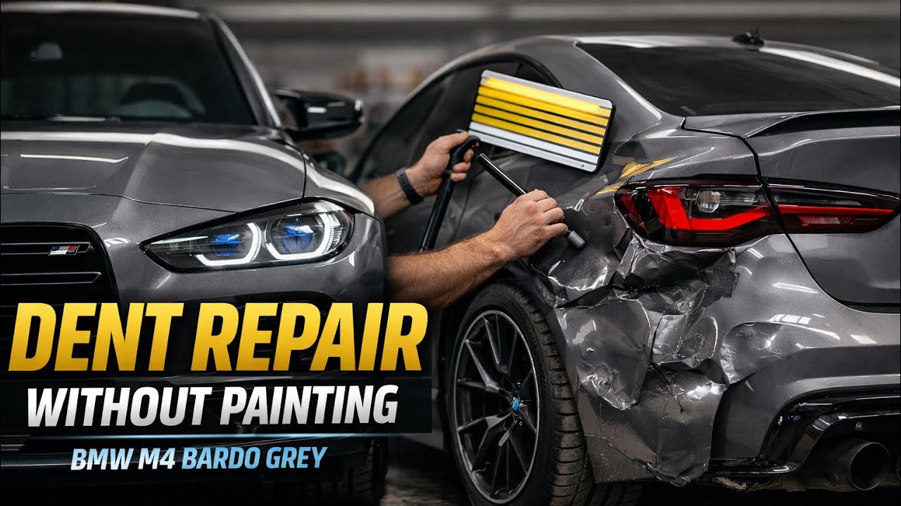 BMW M4 Paintless Dent Repair | Fixing a Large Dent Step by Step Without Painting PDR