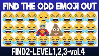 Find THE ODD EMOJI OUT-Level 1,2,3 vol.4|Emoji Puzzle Quiz|Find The Difference Emoji