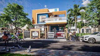 Four Bedroom Modern Two Storey House Design modelled In Sketchup  Enscape3d Rendering