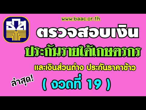 ตรวจสอบ"เงินประกันรายได้เกษตรกร" และเงินส่วนต่าง"ประกันราคาข้าว" [ งวดที่ 19 ] ปี 2563/64 จาก ธกส.