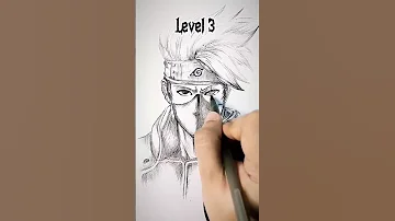 How to Draw Kakashi in different levels 😳 #shorts #anime #drawing