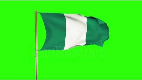Nigeria flag waving in the wind. Green screen, alpha matte. Loopable animation Stock video by