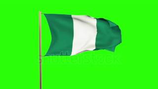 Nigeria flag waving in the wind. Green screen, alpha matte. Loopable animation Stock video by screenshot 4