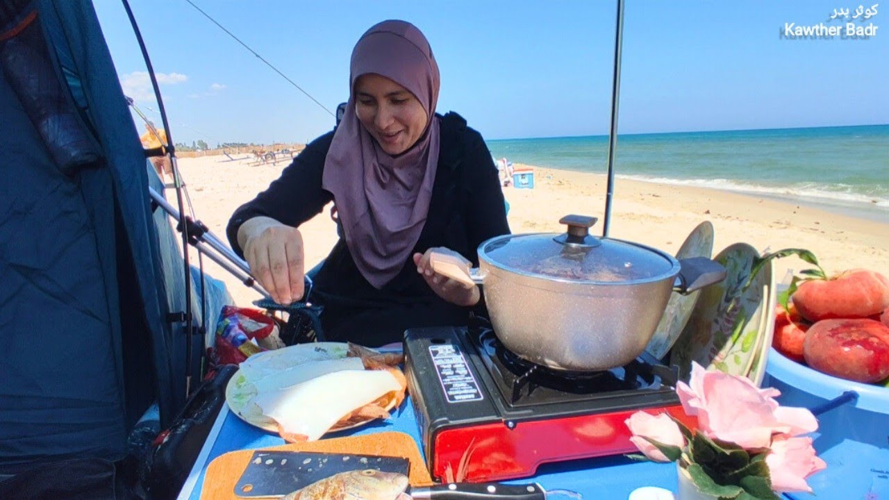 مقرونة بغلال البحر على البحر 🍝🦑🦐 لطف ربي 🔪