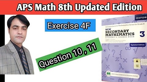 Exercise 4F II Q # 10 & 11  IISubstitution II EliminationII APS Math 8 II New Secondary Math Book 3