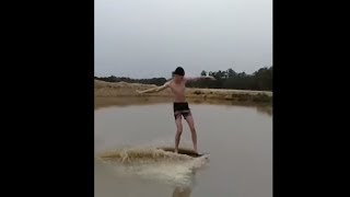 Guy Nailed Boarding On A Lake