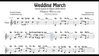 Marcha Nupcial Partituras con Notas Wagner Bridal Chorus Flautas, Violín Oboe chords