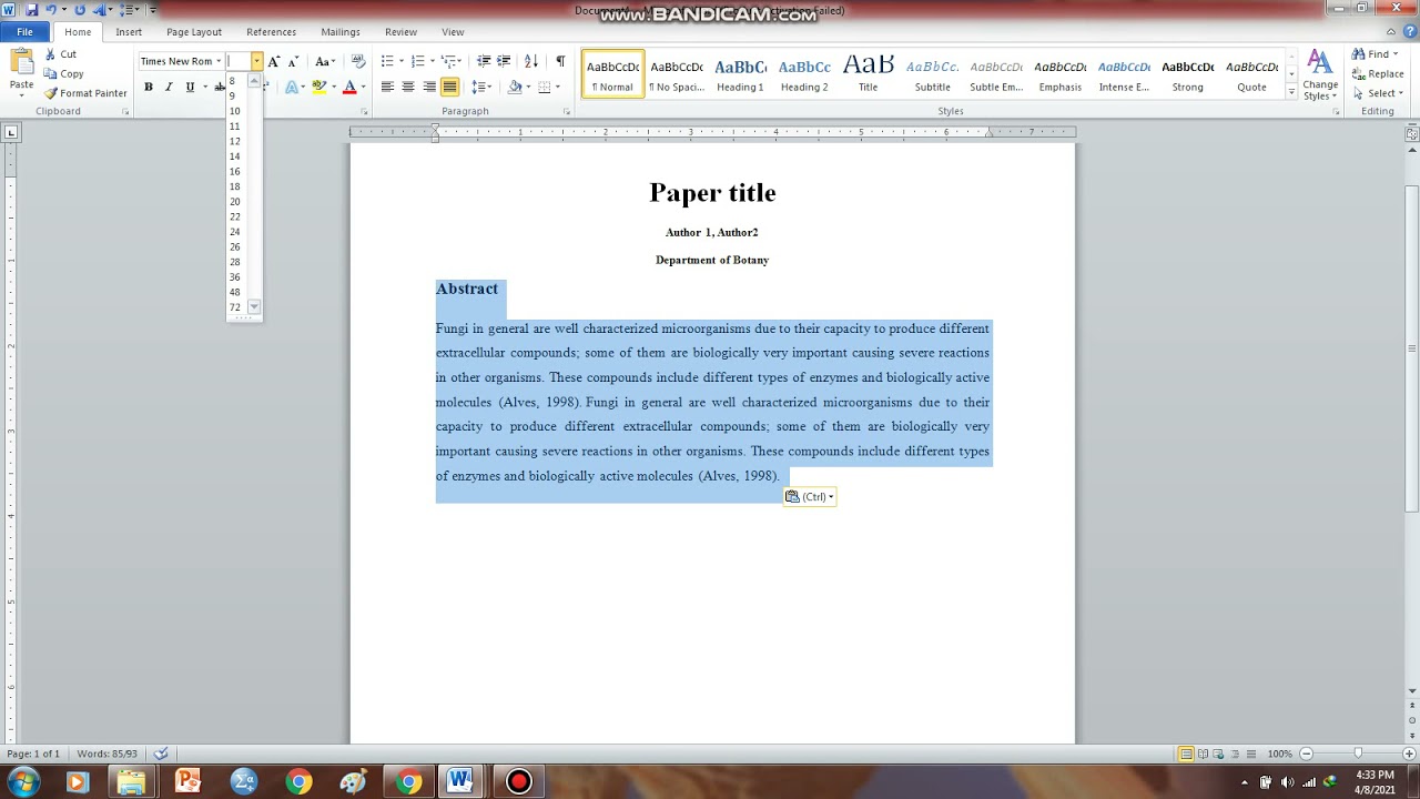 how to edit research paper in word