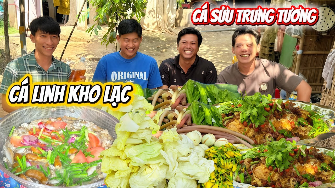 Cá linh non kho lạc cá sửu trưng tương chắm rau sống lai rai cùng team  | HoàiPhong TV