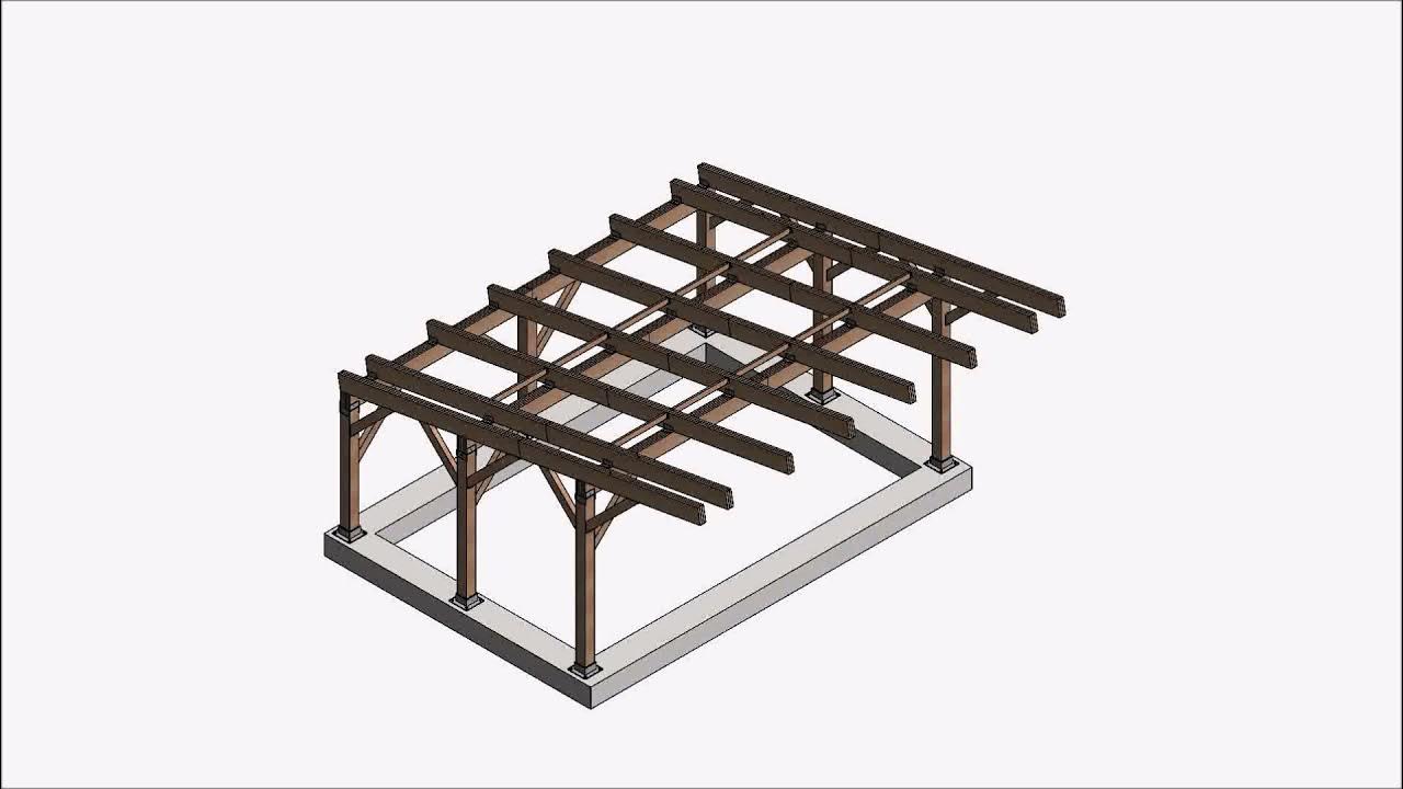 How to build Carport, Wooden car garage build video, single slope