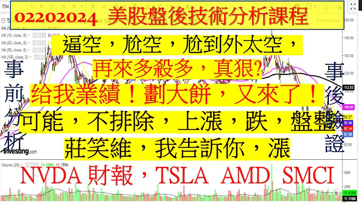 美股盘后课程！逼空，尬空，尬到外太空，再来多杀多，真狠?给我业绩！划大饼，又来了！可能，不排除，上涨，跌，盘整！庄笑维，我告诉你，涨NVDA 财报，TSLA  AMD  SMCI02202024 - 天天要闻