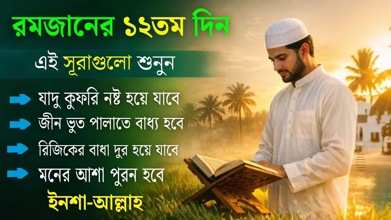 আজ পবিত্র রমজানের ১২তম  - জীন, ভুত, রোগ, দুশ্চিন্তা, বদনজর, রিজিকের বাধা দুর হবে ইনশাআল্লাহ