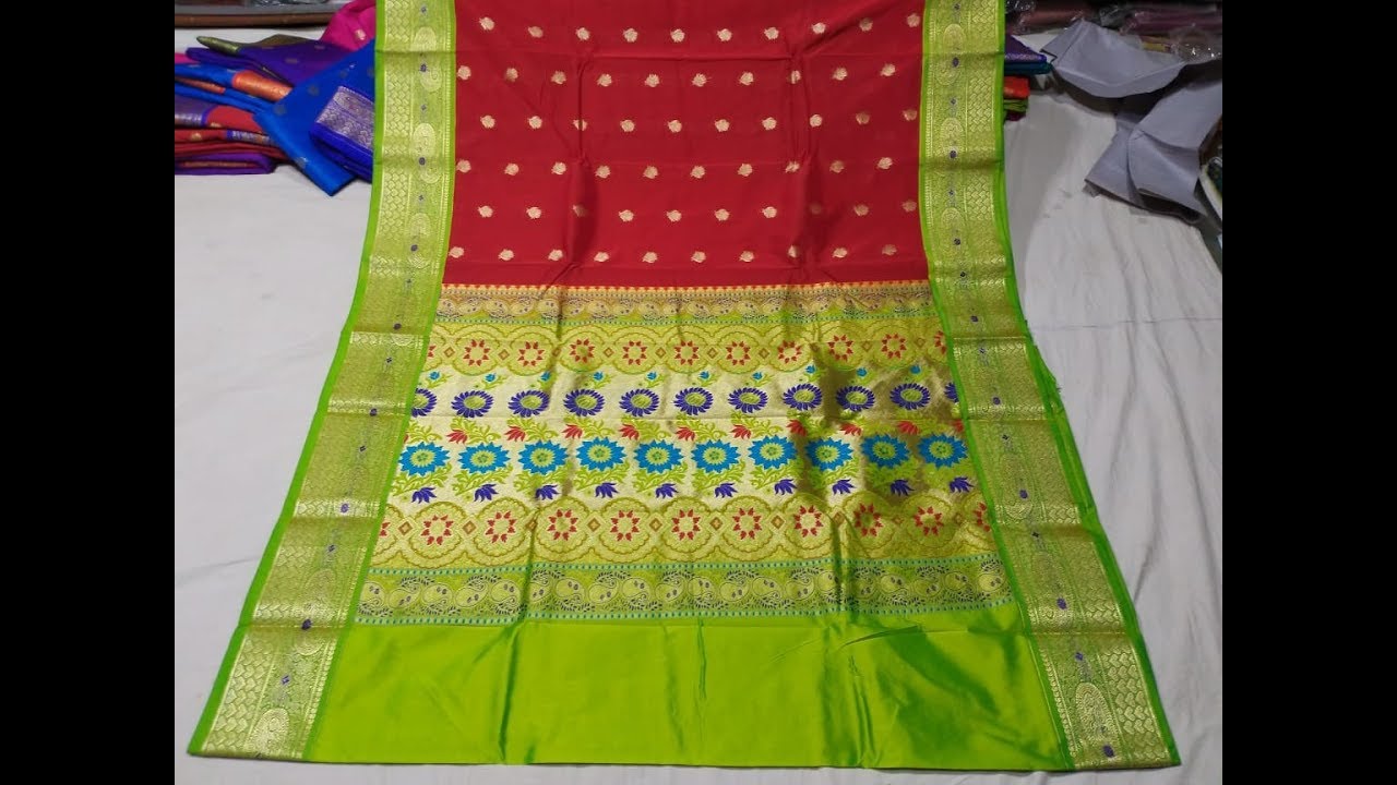 LATEST PAITHANI SAREE | BIG BORDER | PURE SILK MACHINE MADE whatsapp 9373240076 - YouTube