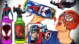 DO NOT DRINK VENOM  Spider Man Miles Morales Captain America Red Skull DIY Superhero Drinks Crafts