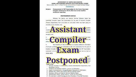 Assistant Compiler JKSSB Exam postponed