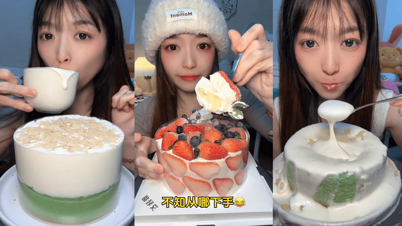 🍓🥰Strawberry & Matcha Cream🍓Cakes / Desserts🍓Eating Show Challenge /  MUKBANG ASMR