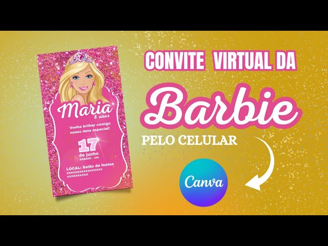 Criar convite de Barbie Rosa online grátis