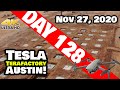 Tesla Gigafactory Austin 4K  Day 128 - 11/27/20 - Terafactory Texas - Rainy Day Progress Bonus!