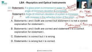 LBA KCET II PU Physics Ray Optics MCQ 22