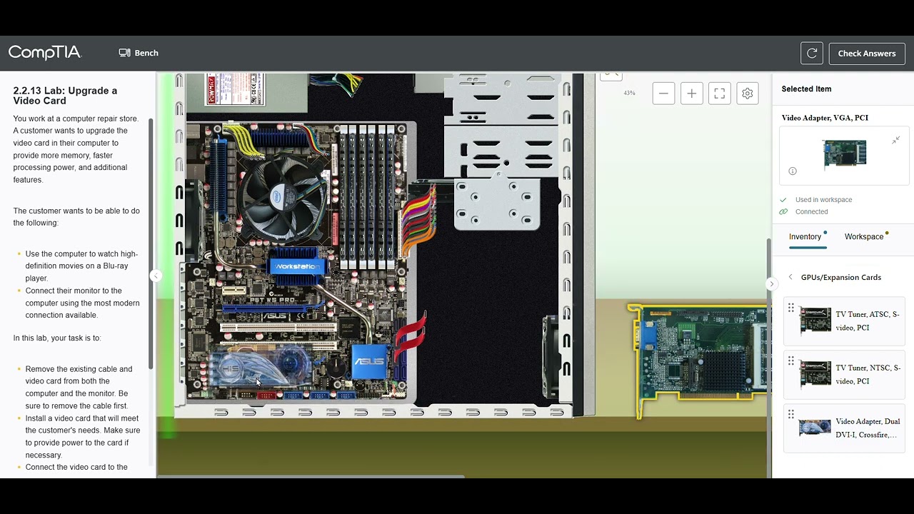 CompTIA Lab 2.2.13: Upgrade a Video Card